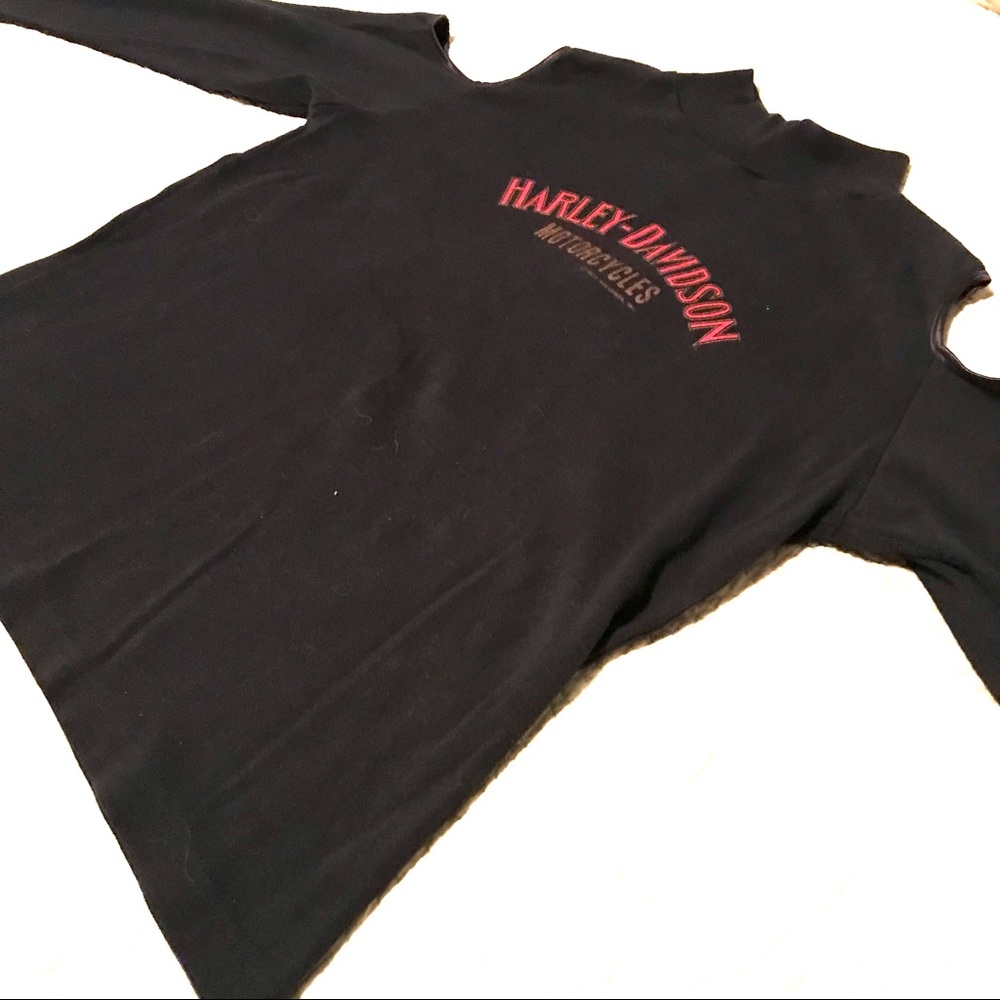 Vintage Harley Davidson black low turtle neck Tshirt long sleeved - Picture 10 of 13